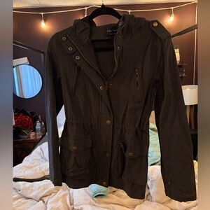 Women’s Lightweight Charcoal Gray Hooded Anorak Jacket 0069